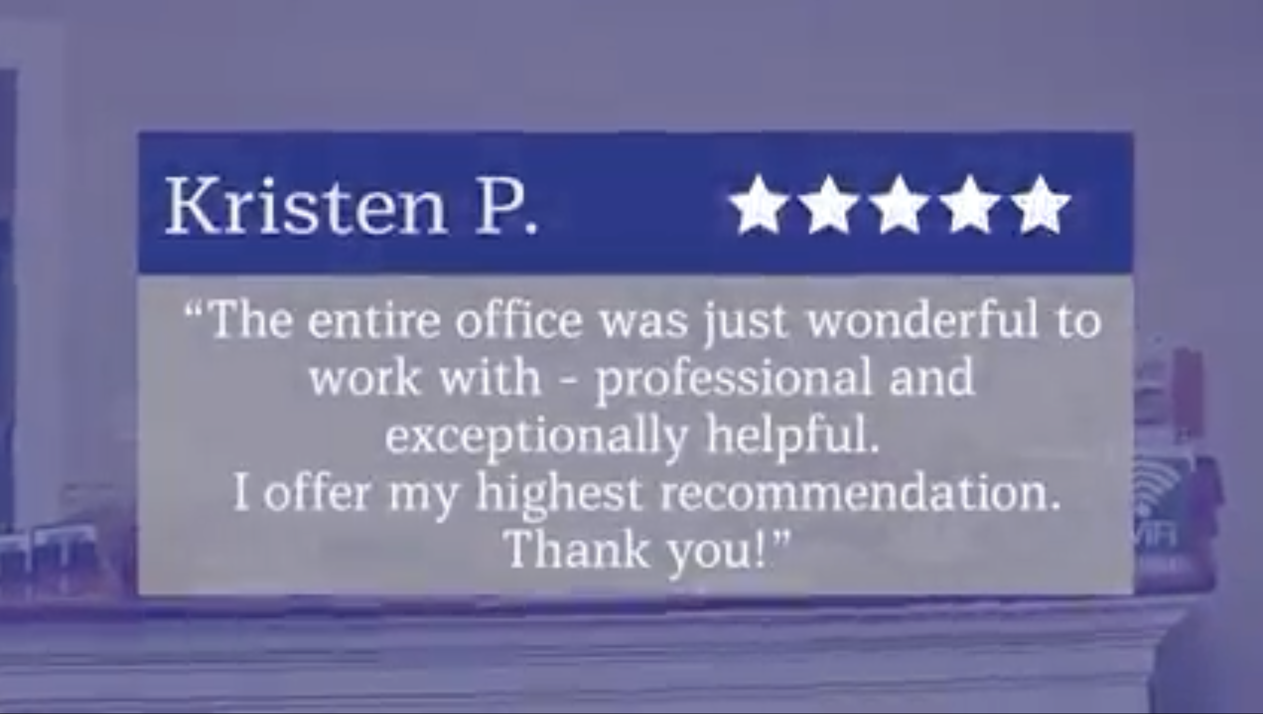 We love hearing from our clients that we've exceeded their expectations!